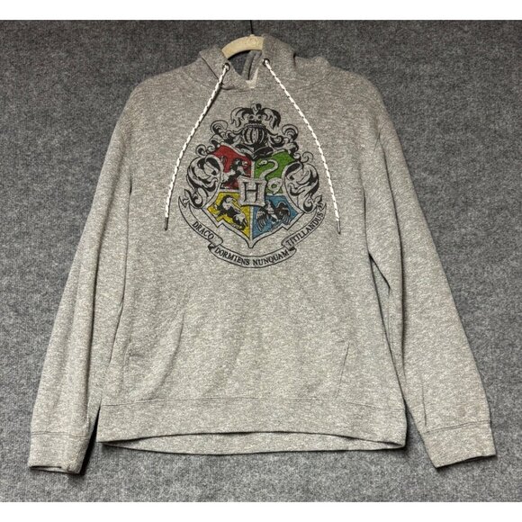 Harry Potter womens M Hogwarts Crest Grey Hoodie - Picture 1 of 16